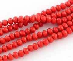 Facet Glaskralen Rood 6x4mm, 50 stuks