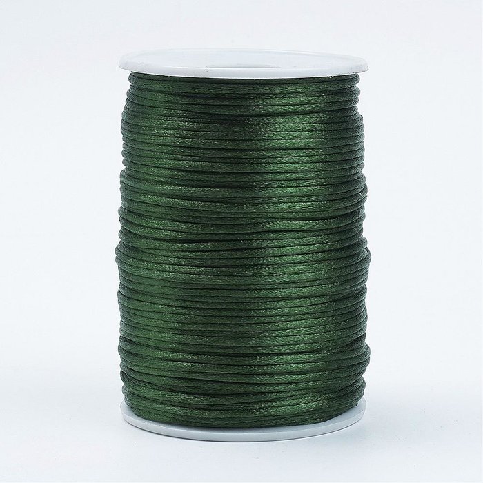 Satijnkoord Donker Groen 2mm, 3 meter