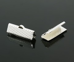 20 pieces  Ribbon End Silver 8x20mm