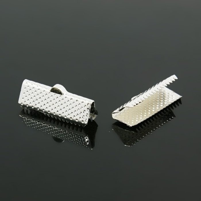 20 pieces  Ribbon End Silver 8x20mm