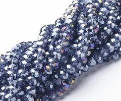 Facet Glaskralen Antraciet Shine 6x4mm, 50 stuks