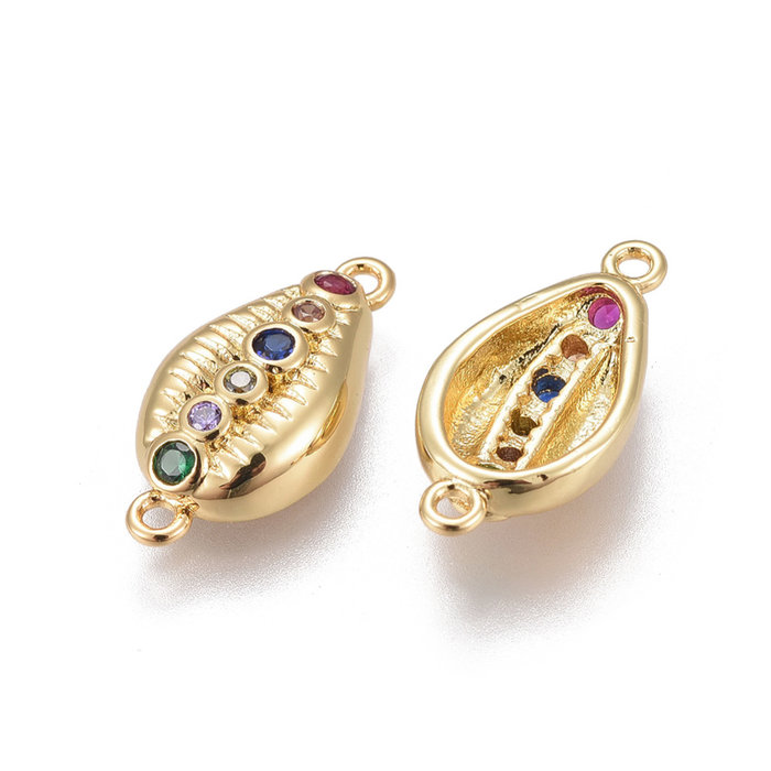 Luxurious Brass Connector Gold Plated with Zirconia 18x9mm Shell