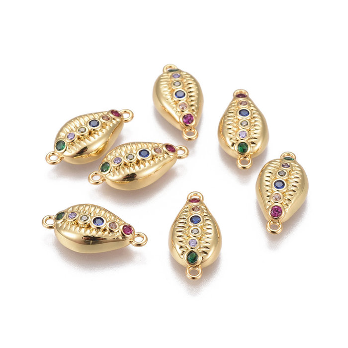 Luxurious Brass Connector Gold Plated with Zirconia 18x9mm Shell