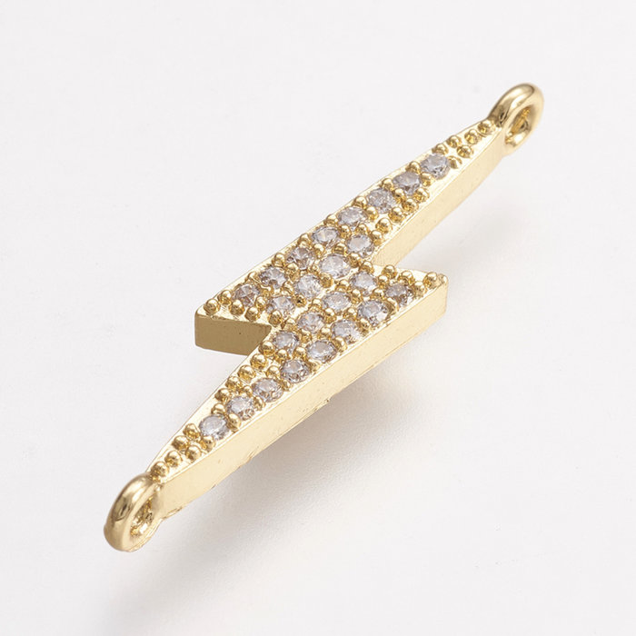 Luxe Brass Tussenzetsel Gold Plated met Zirkonia 6x27mm Bliksem