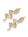Luxurious Brass Connector Gold with Zirconia 35x13mm Snake