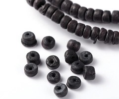 Streng 39cm Natuurlijke Kokos Kralen Zwart 5x2-5mm