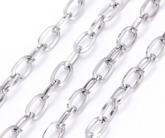1 meter Stainless Steel Ketting Ovaal 7x4mm Zilver