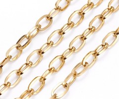 1 meter Stainless Steel Ketting Ovaal 7x4mm Gold Plated