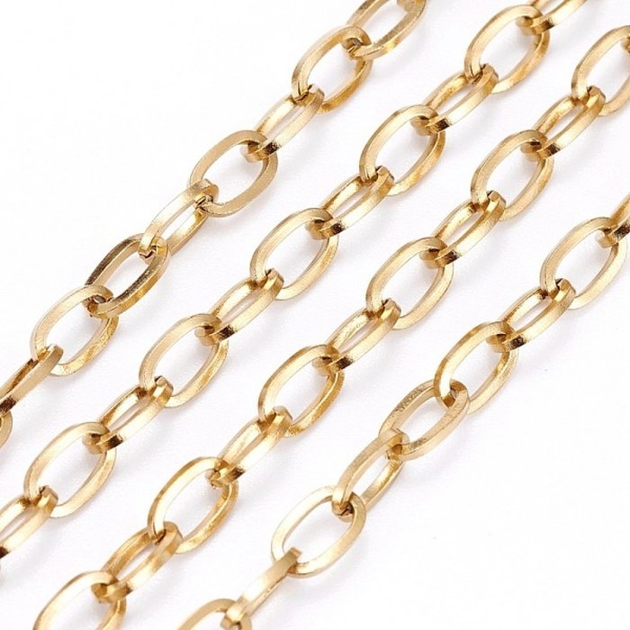 1 meter Stainless Steel Chain Oval 7x4mm Gold Plated - A72