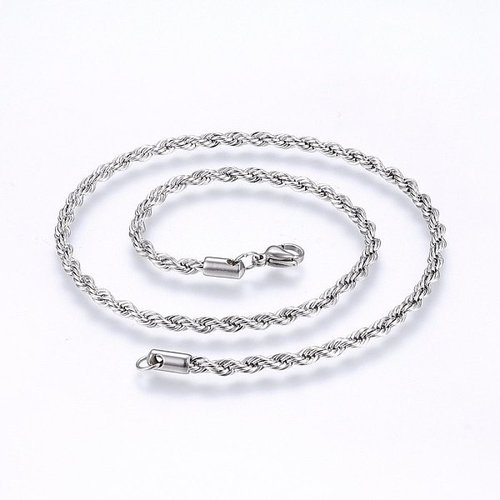 Stainless Steel Rope Chain Necklace 4mm Silver 