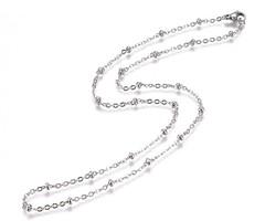 Stainless Steel Cable Chain 2mm with Bead and Clasp, 45cm
