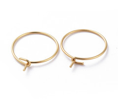 4 stuks Stainless Steel Hoop Gold Plated 15mm