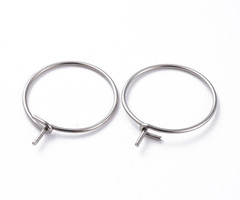 4 pieces Stainless Steel Hoop Earring Silver  15mm