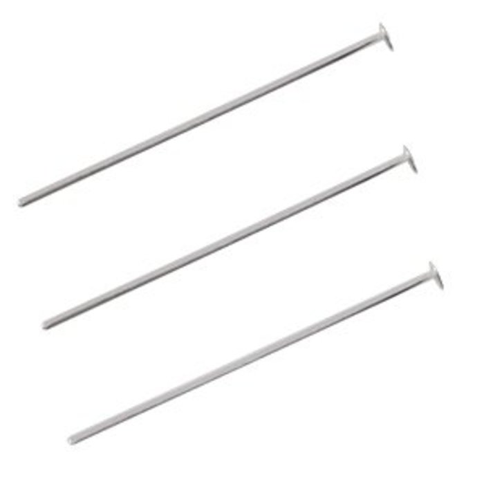 Stainless Steel Headpins Silver Color 5cm, 20 pieces