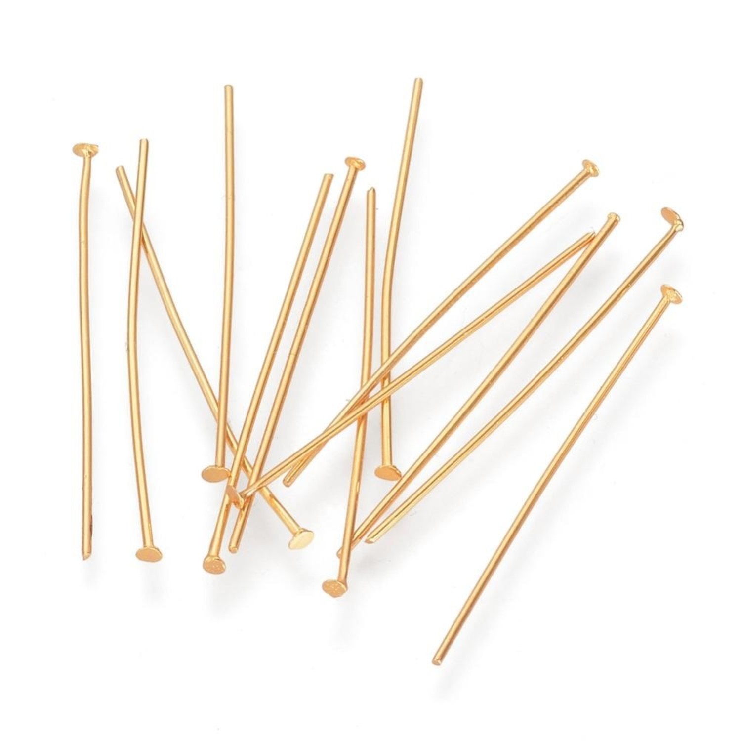 Premium gold plated nietstift platte kop ca. 0.5x30mm - Ilona's Silver & Gemstones