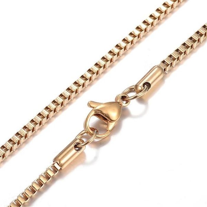 Stainless Steel Box Chain 2mm Necklace Gold Plated 45cm
