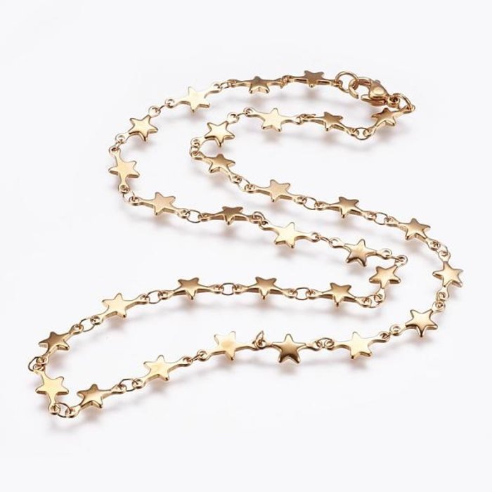 Stainless Steel Kettinkje met Ster Gold Plated 45cm