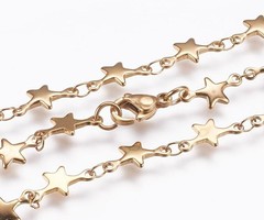 Stainless Steel Kettinkje met Ster Gold Plated 45cm