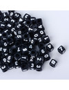 Mix Cube Number Beads Black 7mm, 300 pieces