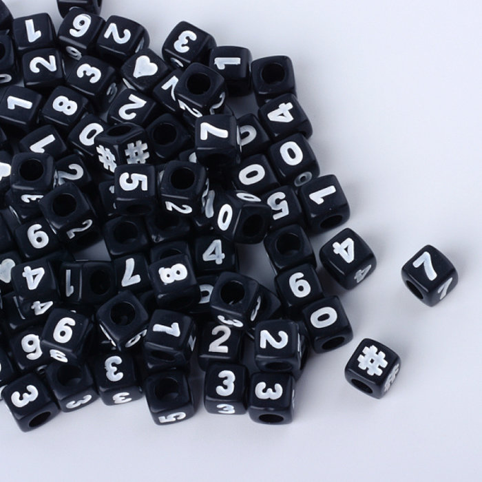 Mix Cube Number Beads Black 7mm, 300 pieces