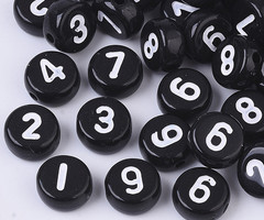 Cijfer Kralen Zwart 7mm, 300 stuks