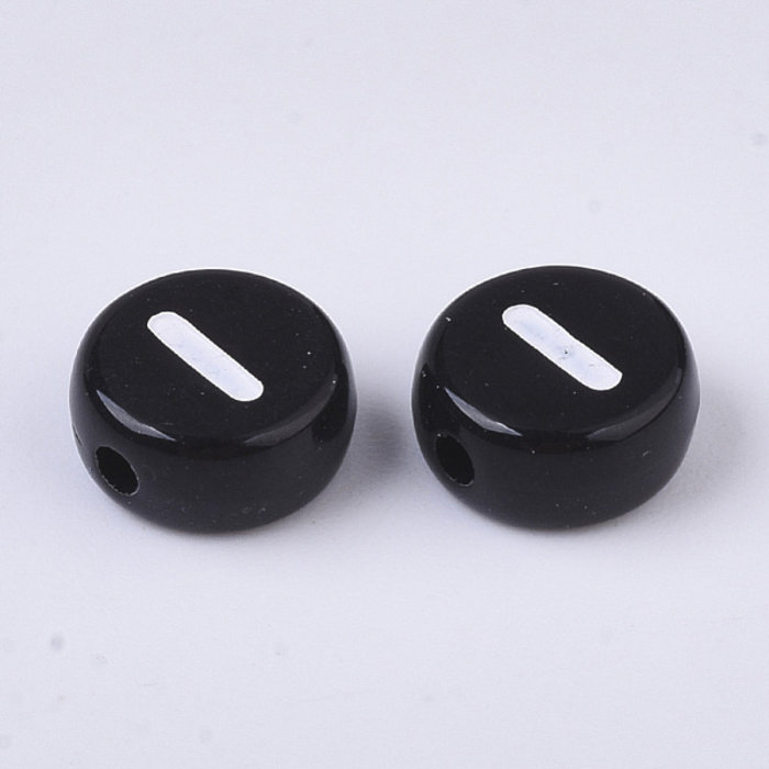 Number Beads Black with White Print 7mm, 300 pieces
