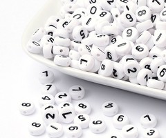 Cijfer Kralen Wit 7mm, 300 stuks