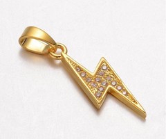 Charm with Zirconia 20x8mm Lightning Bolt