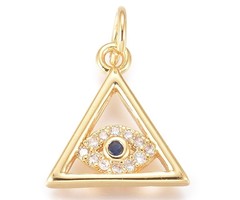 Bedel met Zirkonia Driehoek met Oog Gold Plated 13x12mm