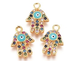 Charm with Zirconia  Hand of Fatima 14x10mm