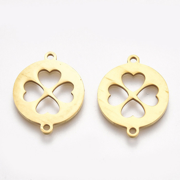 Stainless Steel Tussenzetsel Klavertje Vier Gold Plated 16x20mm