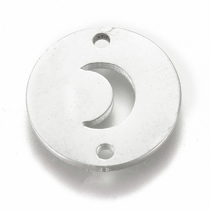 Stainless Steel Moon Connector Silver 12mm
