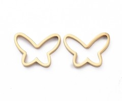 Stainless Steel Tussenzetsel Vlinder Gold Plated 9x12mm