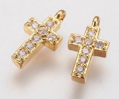 Charm with Zirconia 10x5mm Cross
