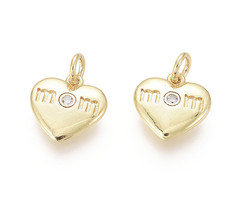 Charm with Zirconia 11x11mm MOM on Heart