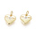 Luxurious Brass Charm Gold Plated with Zirconia 11x11mm MOM on Heart