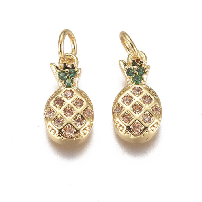 Luxe Brass Bedel Gold Plated met Zirkonia 12x6mm Ananas