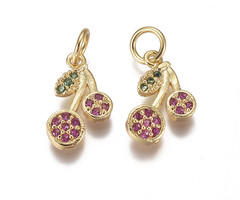 Charm with Zirconia 12x7mm Cherries