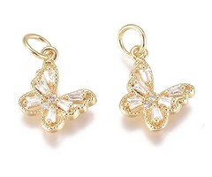 Charm with Zirconia 10x11mm Butterfly