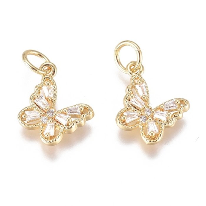 Luxurious Brass Charm Gold Plated with Zirconia 10x11mm Butterfly