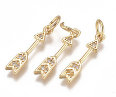 Charm with Zirconia 17x3mm Arrow