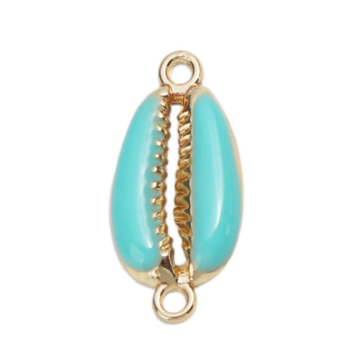 Kauri Shell Link Blue Gold Plated 26x12mm 