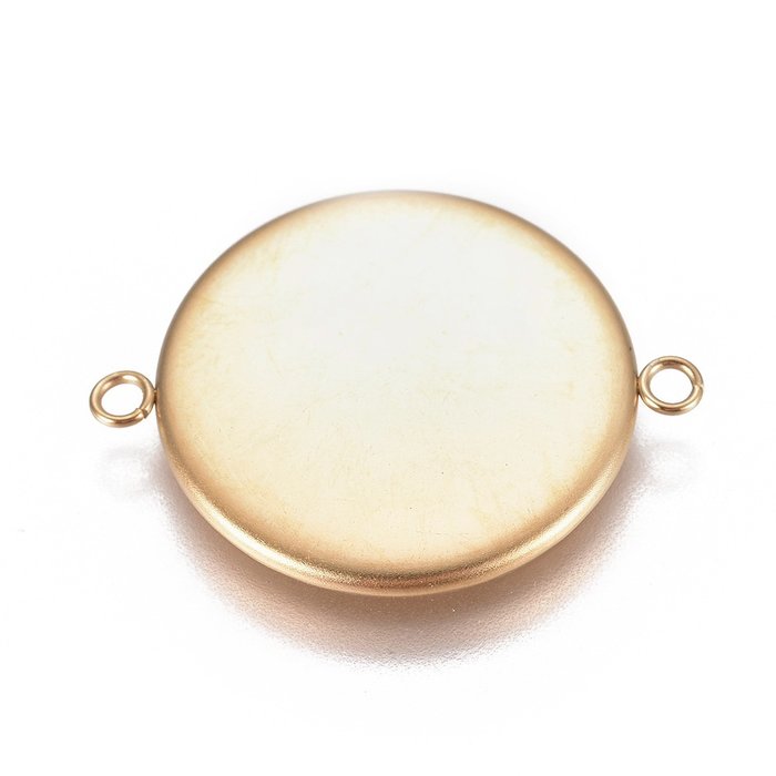 Stainless Steel Tussenzetsel Gold Plated 28x22mm voor 20mm Cabochon, 3 stuks