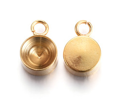 3 pieces Stainless Steel Charm Gold Plated fits Pointstone 6mm