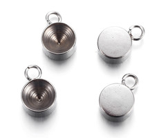 3 pieces Stainless Steel Charm Silver fits Pointstone 6mm