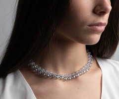 Beadwork Necklace with Crystal Faceted Beads