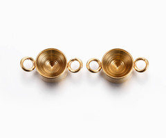 3 stuks Stainless Steel Tussenzetsel Gold Plated voor Puntsteen 6mm