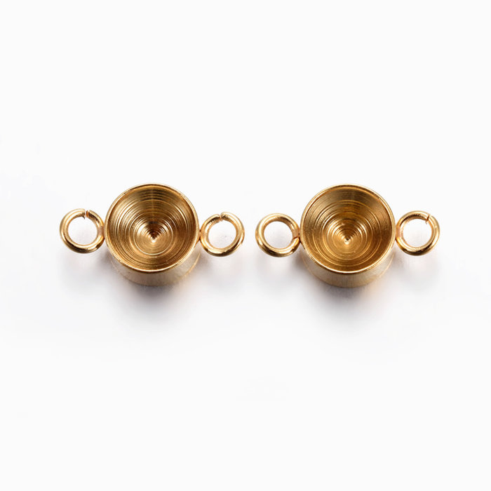 Stainless Steel Tussenzetsel Gold Plated 13x7mm voor Puntsteen 6mm / ss29, 3 stuks