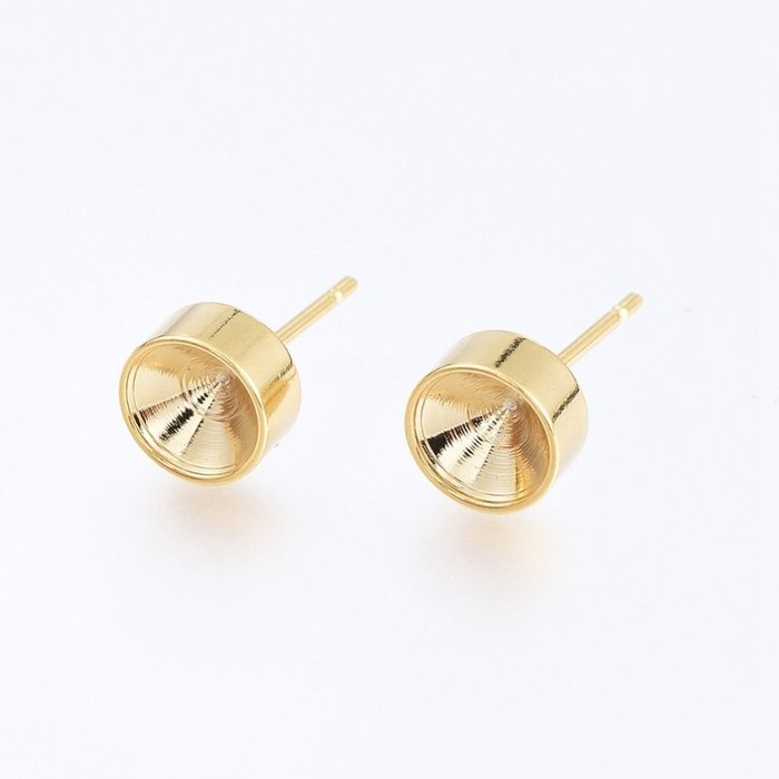 4 pieces Stainless Steel Studs 15x7mm for 6mm/ss29 Rhinestone Gold Plated