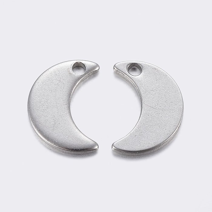 4 pieces Stainless Steel Moon Charm 10x7mm Silver